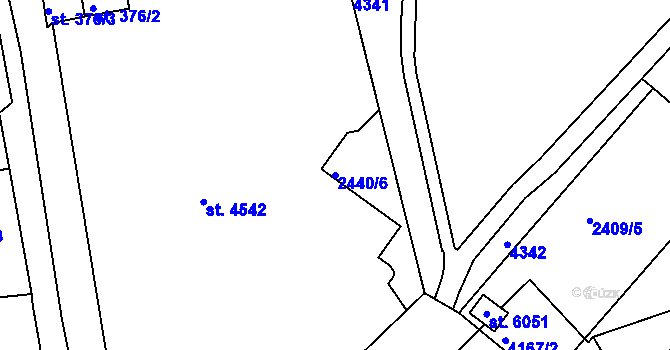 Parcela st. 2440/6 v KÚ Rakovník, Katastrální mapa