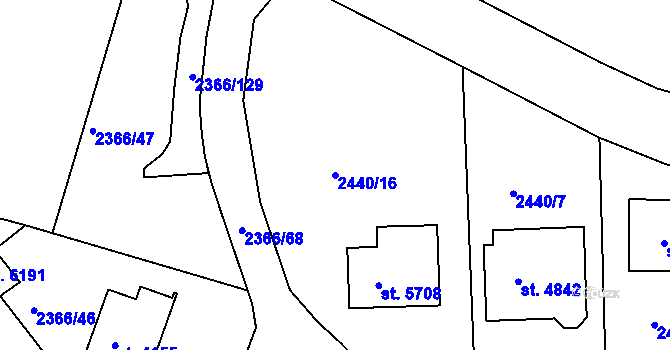 Parcela st. 2440/16 v KÚ Rakovník, Katastrální mapa