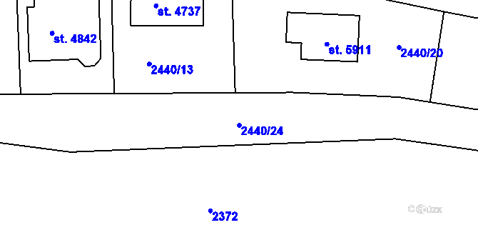 Parcela st. 2440/24 v KÚ Rakovník, Katastrální mapa