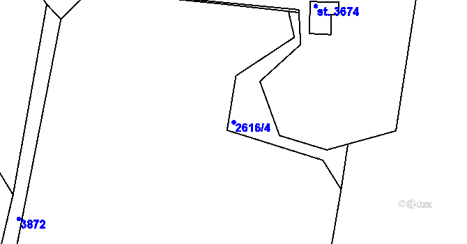 Parcela st. 2616/4 v KÚ Rakovník, Katastrální mapa