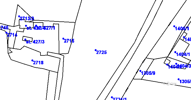 Parcela st. 2725 v KÚ Rakovník, Katastrální mapa