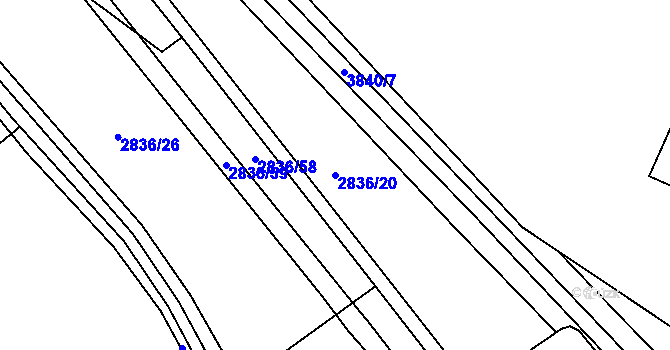 Parcela st. 2836/20 v KÚ Rakovník, Katastrální mapa