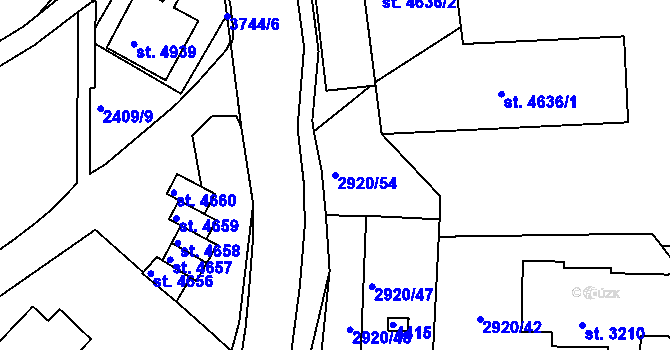 Parcela st. 2920/54 v KÚ Rakovník, Katastrální mapa