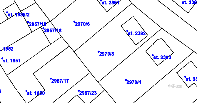 Parcela st. 2970/5 v KÚ Rakovník, Katastrální mapa