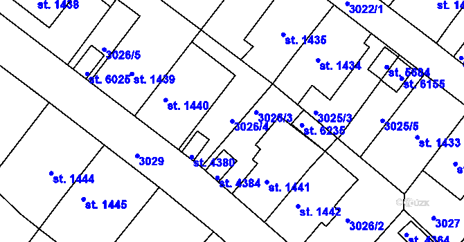 Parcela st. 3026/4 v KÚ Rakovník, Katastrální mapa