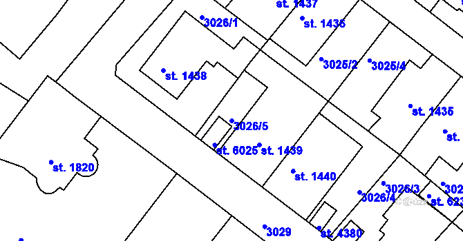 Parcela st. 3026/5 v KÚ Rakovník, Katastrální mapa