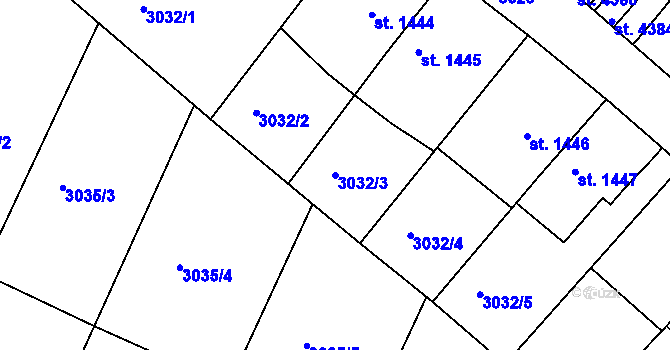 Parcela st. 3032/3 v KÚ Rakovník, Katastrální mapa