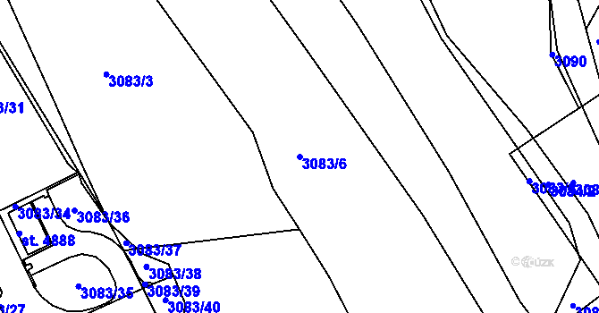 Parcela st. 3083/6 v KÚ Rakovník, Katastrální mapa