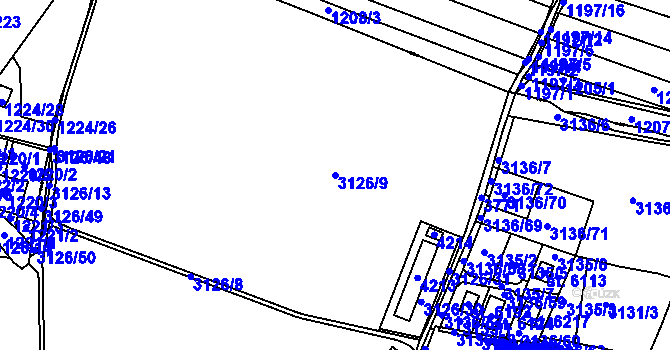 Parcela st. 3126/9 v KÚ Rakovník, Katastrální mapa