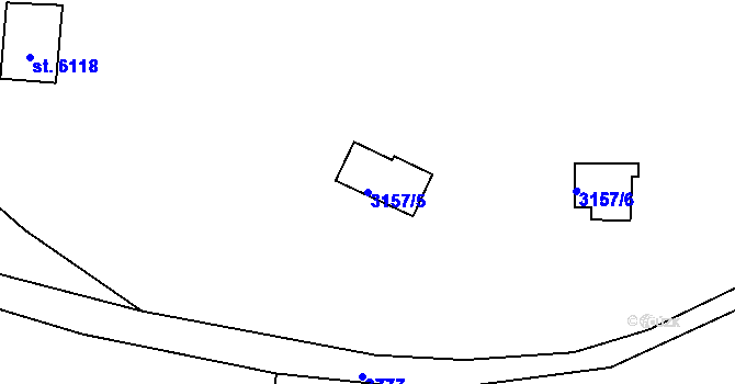 Parcela st. 3157/5 v KÚ Rakovník, Katastrální mapa