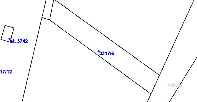 Parcela st. 3317/6 v KÚ Rakovník, Katastrální mapa