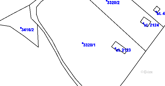 Parcela st. 3320/1 v KÚ Rakovník, Katastrální mapa