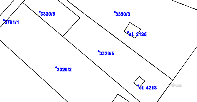 Parcela st. 3320/5 v KÚ Rakovník, Katastrální mapa