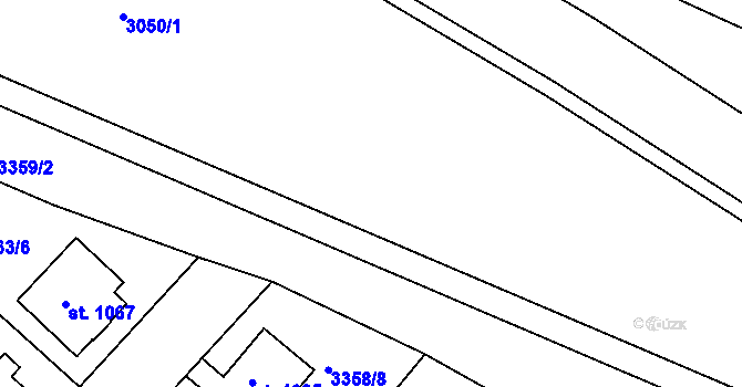 Parcela st. 3344/2 v KÚ Rakovník, Katastrální mapa