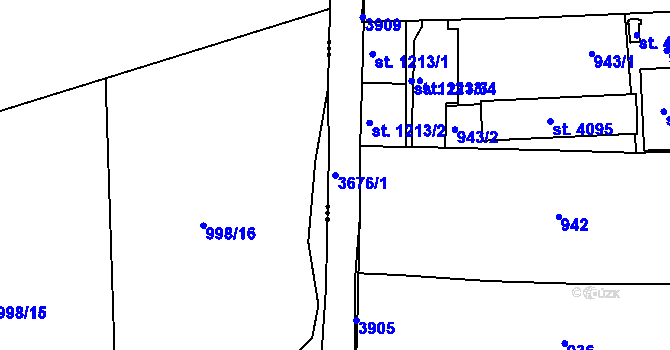 Parcela st. 3676/1 v KÚ Rakovník, Katastrální mapa