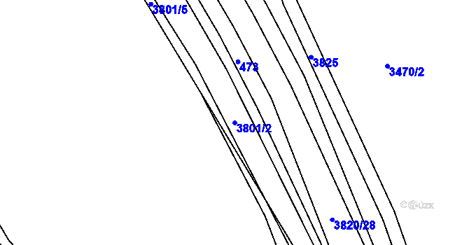 Parcela st. 3801/2 v KÚ Rakovník, Katastrální mapa