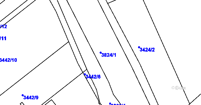 Parcela st. 3824/1 v KÚ Rakovník, Katastrální mapa