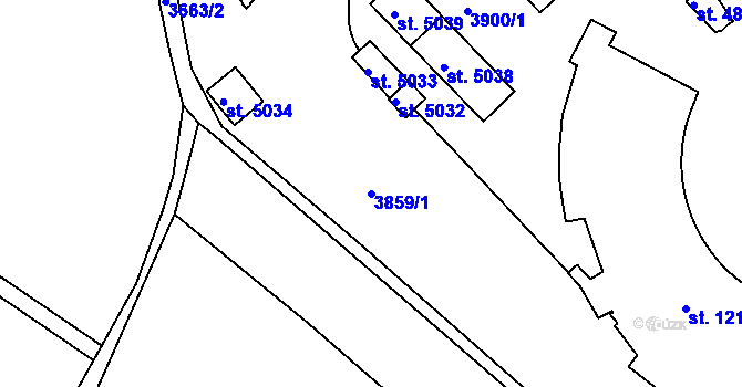 Parcela st. 3859/1 v KÚ Rakovník, Katastrální mapa