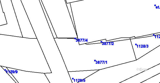 Parcela st. 3877/3 v KÚ Rakovník, Katastrální mapa