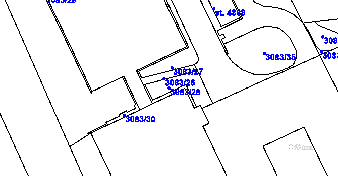 Parcela st. 3083/28 v KÚ Rakovník, Katastrální mapa