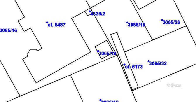 Parcela st. 3065/19 v KÚ Rakovník, Katastrální mapa