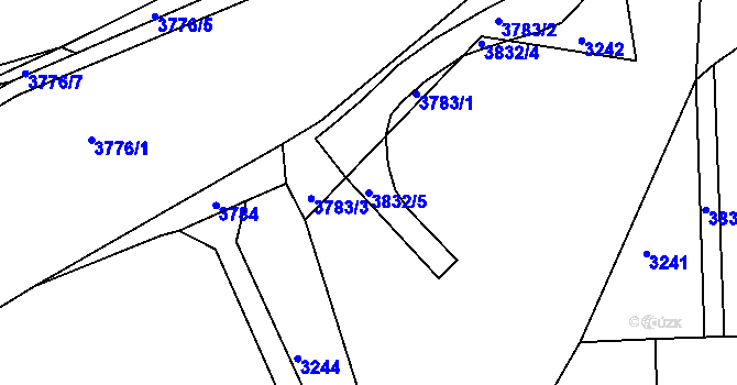 Parcela st. 3832/5 v KÚ Rakovník, Katastrální mapa