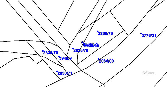 Parcela st. 2836/55 v KÚ Rakovník, Katastrální mapa