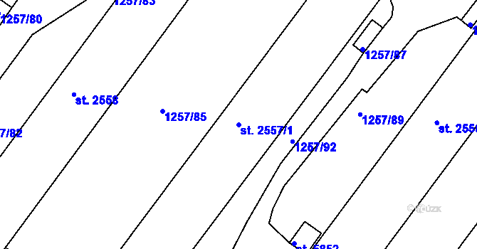 Parcela st. 2557/1 v KÚ Rakovník, Katastrální mapa