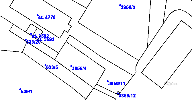 Parcela st. 3856/3 v KÚ Rakovník, Katastrální mapa