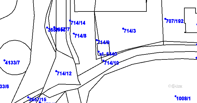 Parcela st. 5440 v KÚ Rakovník, Katastrální mapa
