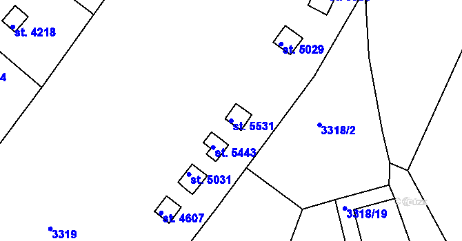 Parcela st. 5531 v KÚ Rakovník, Katastrální mapa