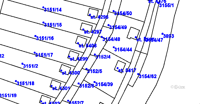 Parcela st. 3154/9 v KÚ Rakovník, Katastrální mapa