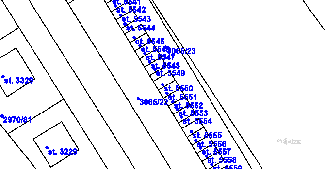 Parcela st. 5550 v KÚ Rakovník, Katastrální mapa