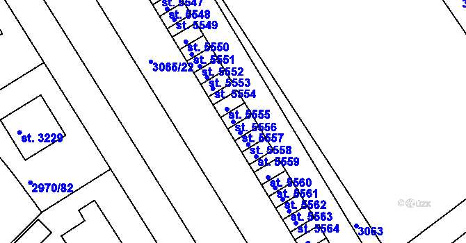 Parcela st. 5556 v KÚ Rakovník, Katastrální mapa