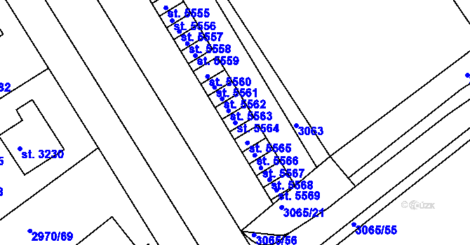 Parcela st. 5564 v KÚ Rakovník, Katastrální mapa