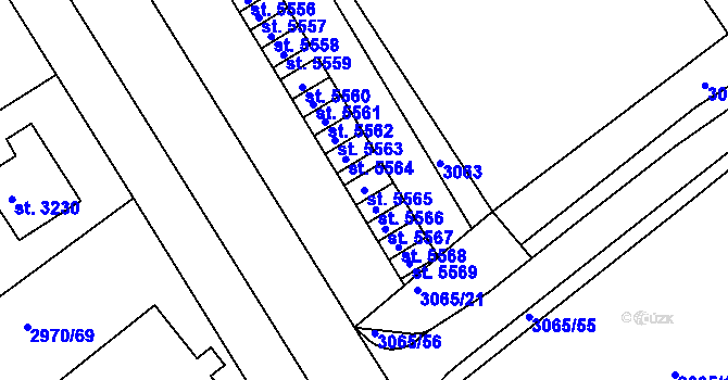 Parcela st. 5565 v KÚ Rakovník, Katastrální mapa