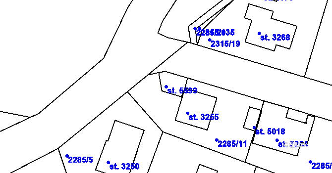 Parcela st. 5599 v KÚ Rakovník, Katastrální mapa