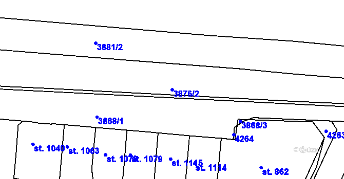 Parcela st. 3876/2 v KÚ Rakovník, Katastrální mapa