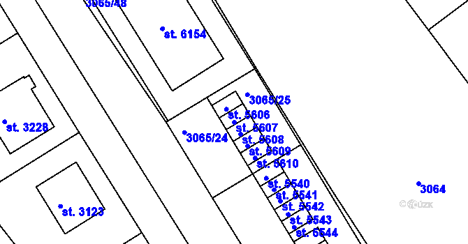 Parcela st. 5607 v KÚ Rakovník, Katastrální mapa