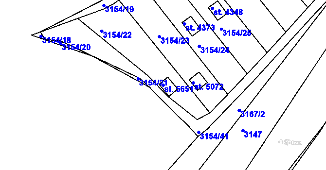 Parcela st. 5651 v KÚ Rakovník, Katastrální mapa