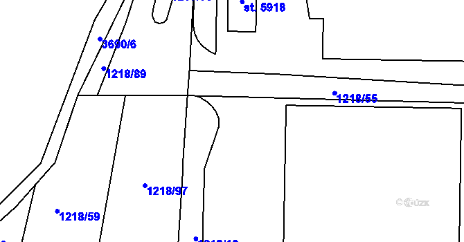 Parcela st. 2408/3 v KÚ Rakovník, Katastrální mapa