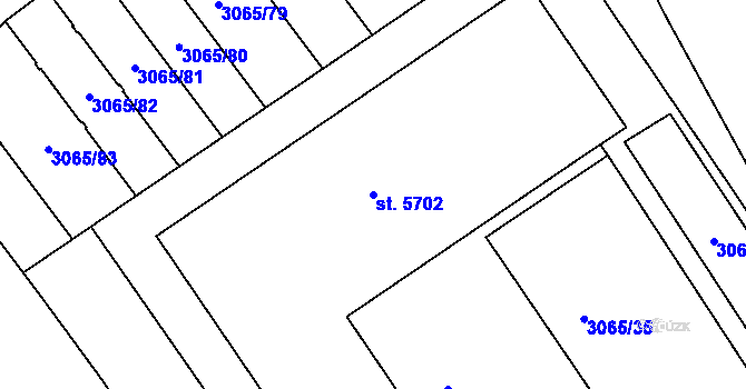 Parcela st. 5702 v KÚ Rakovník, Katastrální mapa