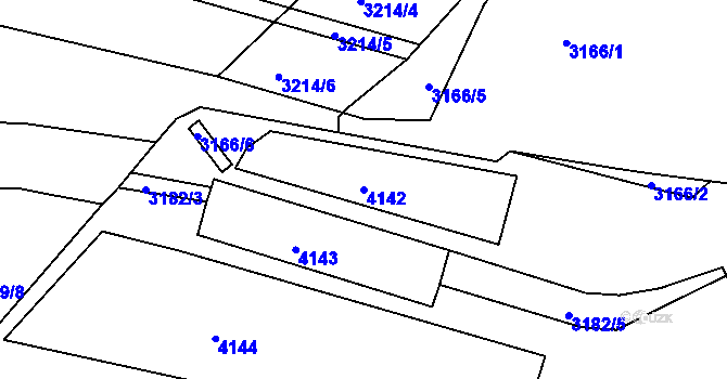 Parcela st. 4142 v KÚ Rakovník, Katastrální mapa