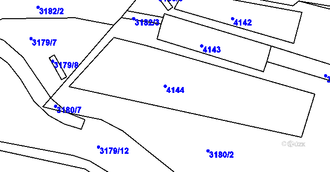 Parcela st. 4144 v KÚ Rakovník, Katastrální mapa