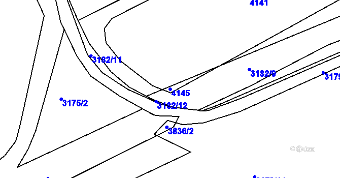 Parcela st. 4145 v KÚ Rakovník, Katastrální mapa