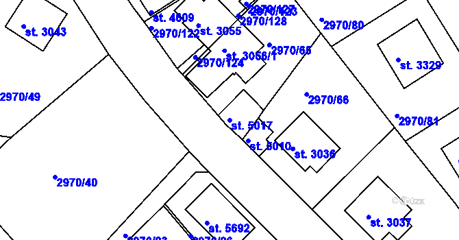Parcela st. 5017 v KÚ Rakovník, Katastrální mapa