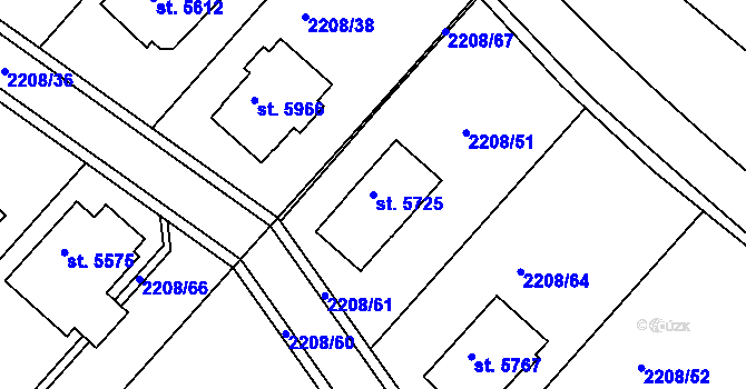 Parcela st. 5725 v KÚ Rakovník, Katastrální mapa