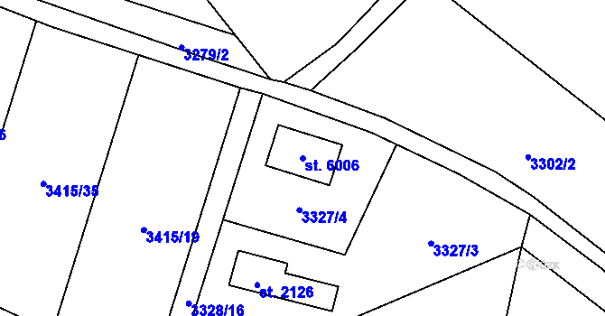Parcela st. 6006 v KÚ Rakovník, Katastrální mapa