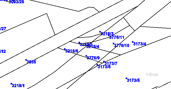 Parcela st. 3218/4 v KÚ Rakovník, Katastrální mapa