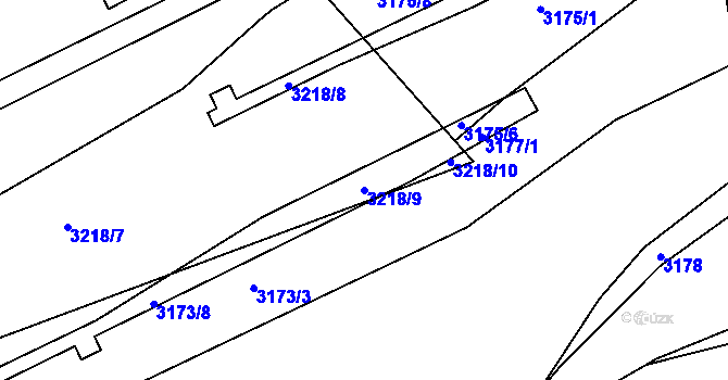 Parcela st. 3218/9 v KÚ Rakovník, Katastrální mapa